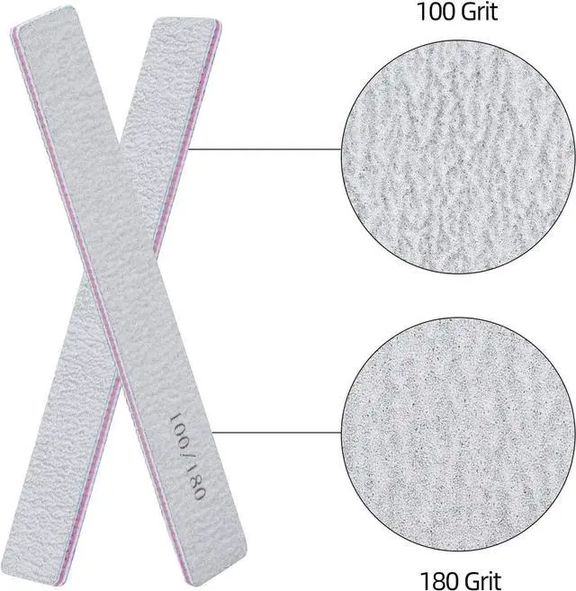 Alt view image 3 of 7 - 25 Pack 100/180 Grit Nail Files for Acrylic Nails, Rectangle Double Sides Emery Boards Fingernail Files Professional Nail Buffering Files
