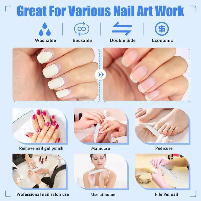 Alt view image 6 of 6 - 12 PCS Professional Nail File, 240/240 Grit Nail Files for Natural Nails Emery Boards Nail File Doubled Sides Washable Fine Grit Nail File Manicure Tools for Home and Salon Use