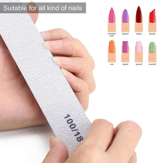 Alt view image 6 of 7 - 25 Pack 100/180 Grit Nail Files for Acrylic Nails, Rectangle Double Sides Emery Boards Fingernail Files Professional Nail Buffering Files