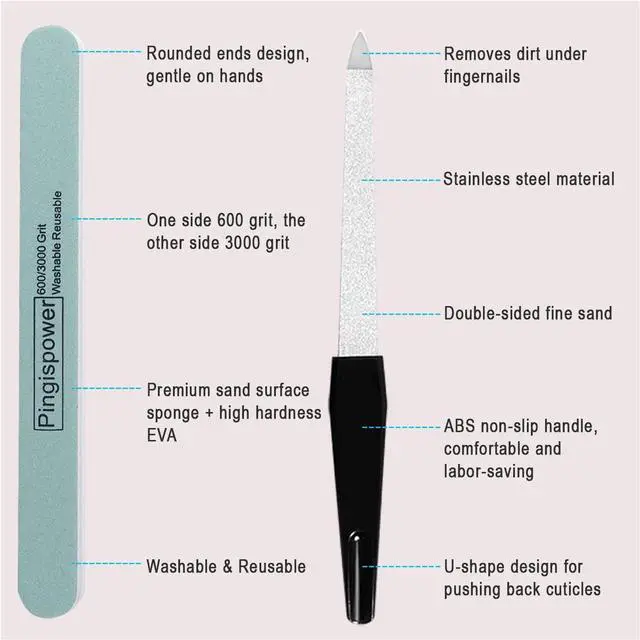 Alt view image 6 of 7 - Nail Buffer, 10 Pcs Metal Nail Files and Buffers Manicure Kit | 600/3000 Grit Nail Shine Buffer Kit, Washable Reusable Fingernail Buffers Nail Tools for Natural Nails Salon Home Men Women