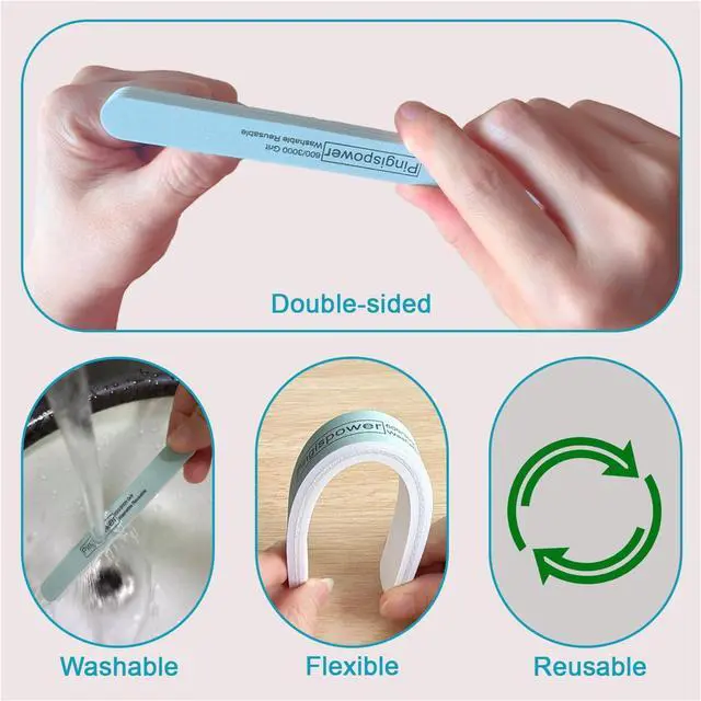 Alt view image 5 of 7 - Nail Buffer, 10 Pcs Metal Nail Files and Buffers Manicure Kit | 600/3000 Grit Nail Shine Buffer Kit, Washable Reusable Fingernail Buffers Nail Tools for Natural Nails Salon Home Men Women