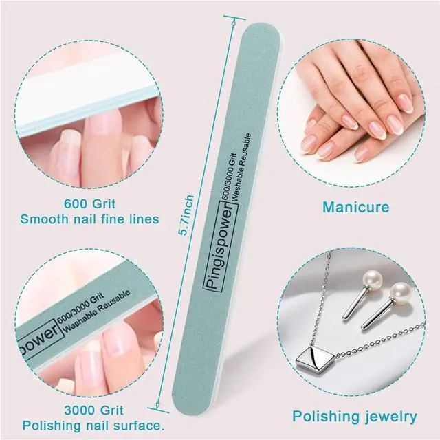 Alt view image 3 of 7 - Nail Buffer, 10 Pcs Metal Nail Files and Buffers Manicure Kit | 600/3000 Grit Nail Shine Buffer Kit, Washable Reusable Fingernail Buffers Nail Tools for Natural Nails Salon Home Men Women