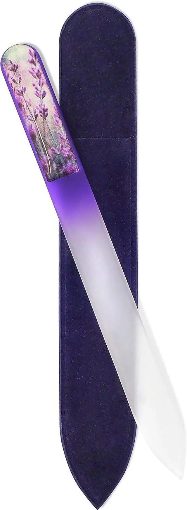 Main image of GLADZY 3D Czech Glass Nail File with Case Crystal Nail File for Natural Nails, Double Sided Dual Grit Coarse & Smooth Etched Surface, Comfort 3D Grip Handle, Professional Manicure Tool, Made in EU