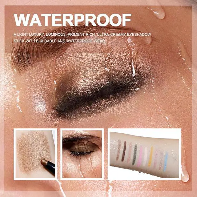 Alt view image 5 of 7 - Eyeshadow Stick,Shimmer and Matte Cream Eye Shadow Brightener Sticks | Desert Eyeliner Pencil Crayon,Waterproof Long Lasting Eye Highlighter Stick Makeup,0.056 Oz(#3-Desert)