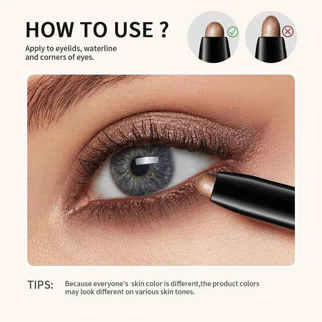Alt view image 6 of 7 - Eyeshadow Stick,Shimmer and Matte Cream Eye Shadow Brightener Sticks | Desert Eyeliner Pencil Crayon,Waterproof Long Lasting Eye Highlighter Stick Makeup,0.056 Oz(#3-Desert)