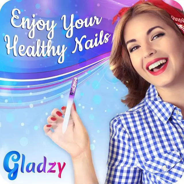 Alt view image 5 of 7 - GLADZY 3D Czech Glass Nail File with Case Crystal Nail File for Natural Nails, Double Sided Dual Grit Coarse & Smooth Etched Surface, Comfort 3D Grip Handle, Professional Manicure Tool, Made in EU