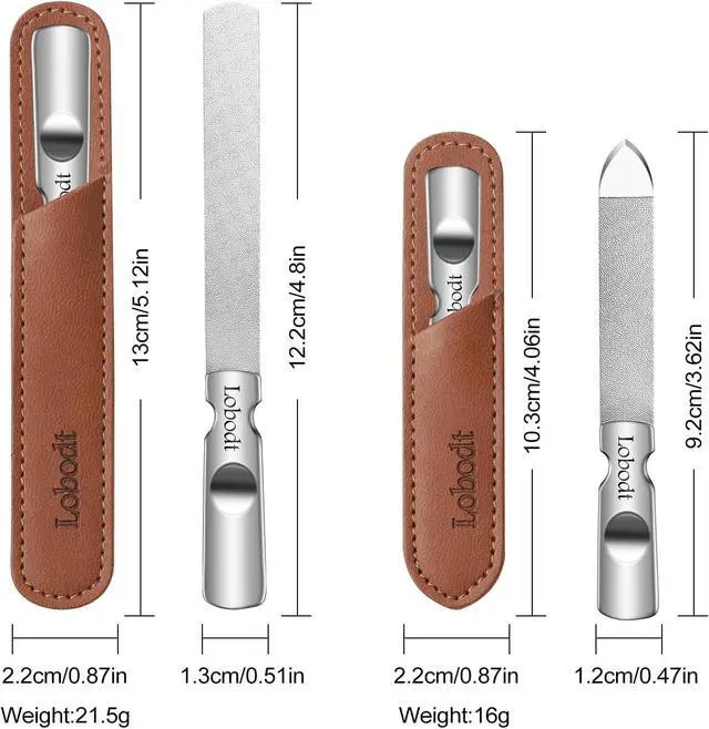 Alt view image 6 of 7 - Stainless Steel Nail File with Anti-Slip Handle and Leather Case, Double Sided and Files Nails Easily for Men and Woman,Great for Home Salon or Travel Use (2 PCS Metal)
