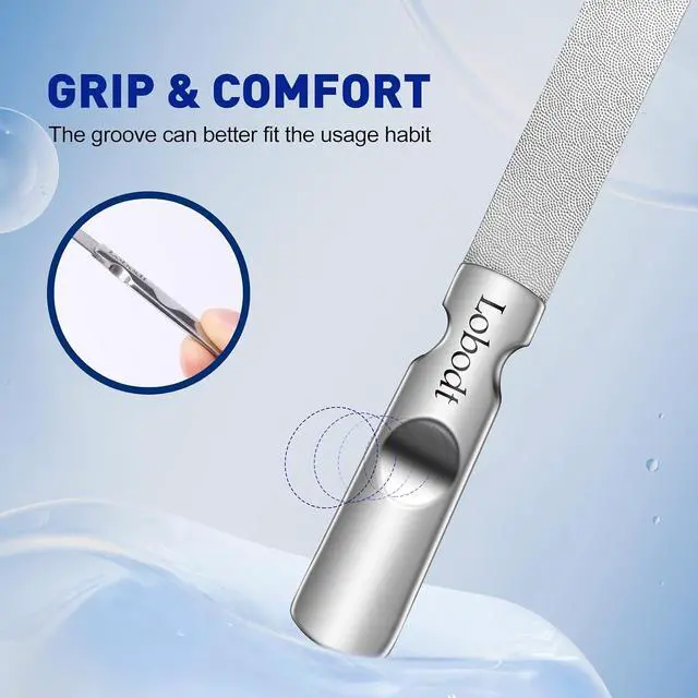 Alt view image 5 of 7 - Stainless Steel Nail File with Anti-Slip Handle and Leather Case, Double Sided and Files Nails Easily for Men and Woman,Great for Home Salon or Travel Use (2 PCS Metal)