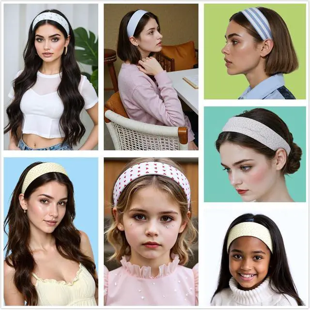 Alt view image 5 of 7 - Zupro 6Pcs Rustic Style Women's Headbands, Soft Stretchy Fabric Hair Bands | Elastic Sweat Hairbands, Non Slip Cute Trendy Hair Accessories, for Yoga Workout Running Sports & Daily Short Hair Fixing