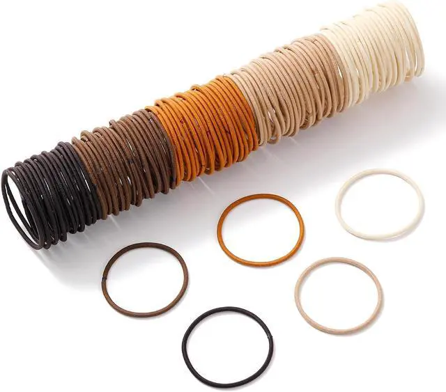 Alt view image 3 of 7 - 500 PCS Hair Ties for Thin Hair - 2.5mm x 5cm Nylon Black Hair Tie Bulk | 20 Colors Assorted / 2" Diameter Size / Stretched 8" Length / Durable Seam Tech / Work Sport Daily