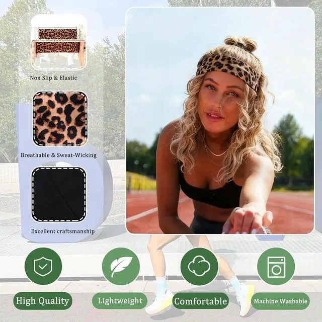 Alt view image 3 of 7 - 9 Pack Headbands for Women Non Slip Elastic Womens Headbands Head Bands for Women's Hair Soft Cotton Cloth Fashion Headband for Daily Workout Sports Running Yoga