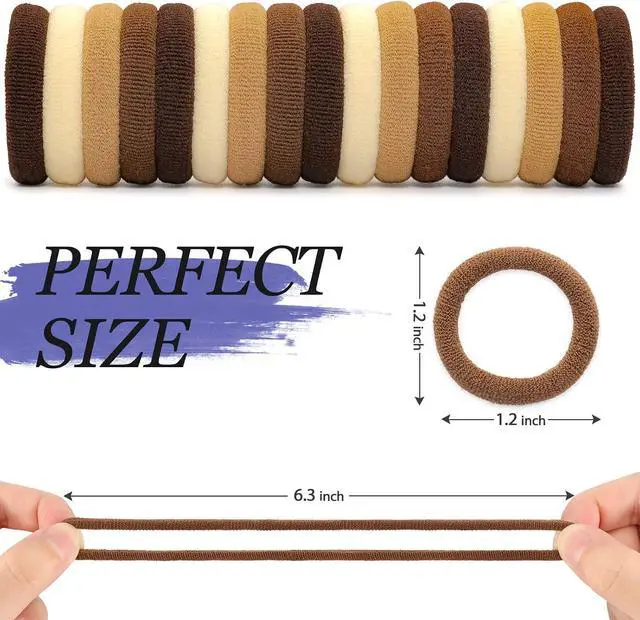 Alt view image 2 of 7 - Brown Cotton Hair Ties - 100PCS Seamless Thick Elastic Ponytail Holders, No Crease, No Damage for Women, Kids, and Babies