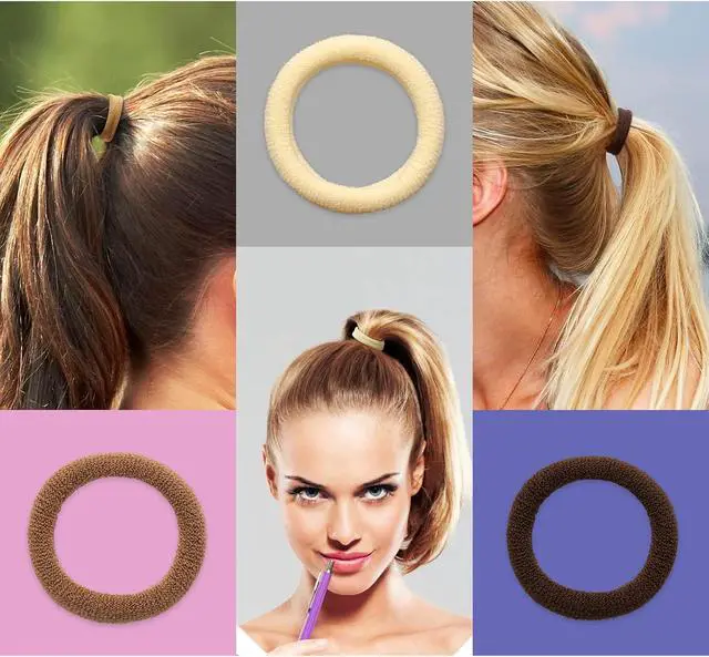 Alt view image 4 of 7 - Brown Cotton Hair Ties - 100PCS Seamless Thick Elastic Ponytail Holders, No Crease, No Damage for Women, Kids, and Babies