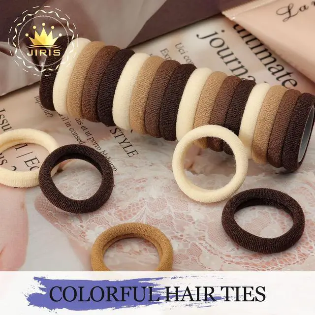 Alt view image 6 of 7 - Brown Cotton Hair Ties - 100PCS Seamless Thick Elastic Ponytail Holders, No Crease, No Damage for Women, Kids, and Babies