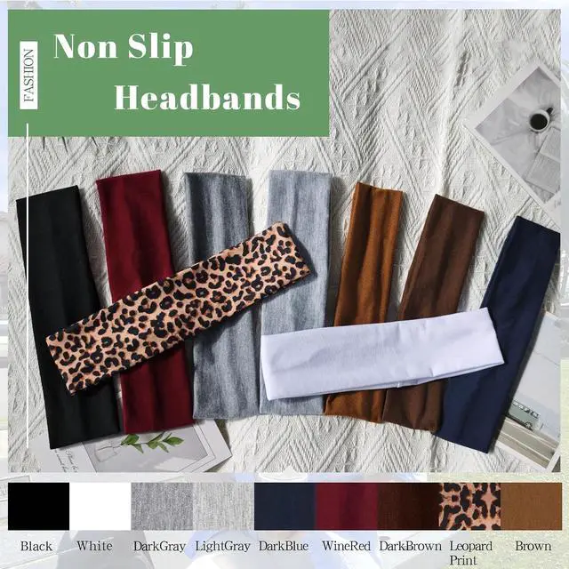 Alt view image 4 of 7 - 9 Pack Headbands for Women Non Slip Elastic Womens Headbands Head Bands for Women's Hair Soft Cotton Cloth Fashion Headband for Daily Workout Sports Running Yoga