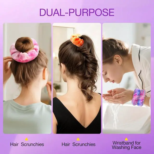 Alt view image 5 of 7 - YGQQOY Stocking Stuffer for Teen Girls, Spa Headband With Hair Scrunchies for Skin Care, Headbands for Washing Face,Makeup Headband