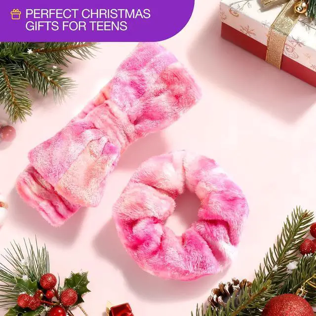 Alt view image 3 of 7 - YGQQOY Stocking Stuffer for Teen Girls, Spa Headband With Hair Scrunchies for Skin Care, Headbands for Washing Face,Makeup Headband
