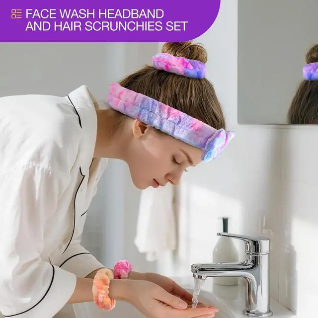 Alt view image 4 of 7 - YGQQOY Stocking Stuffer for Teen Girls, Spa Headband With Hair Scrunchies for Skin Care, Headbands for Washing Face,Makeup Headband