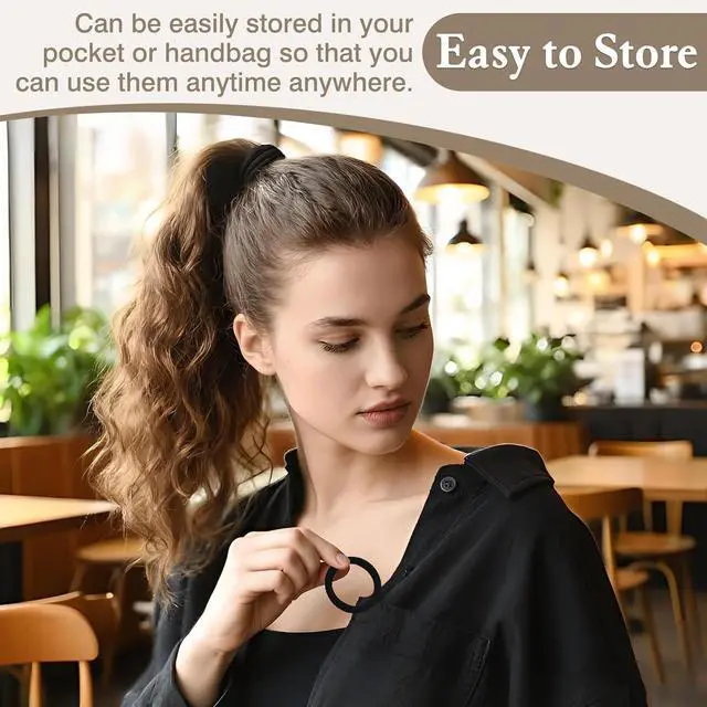 Alt view image 6 of 7 - 20PCS Large Black Cotton Elastic Hair Bands Stretch Rope Ponytail Holders & Headbands for Thick, Heavy, Curly Hair
