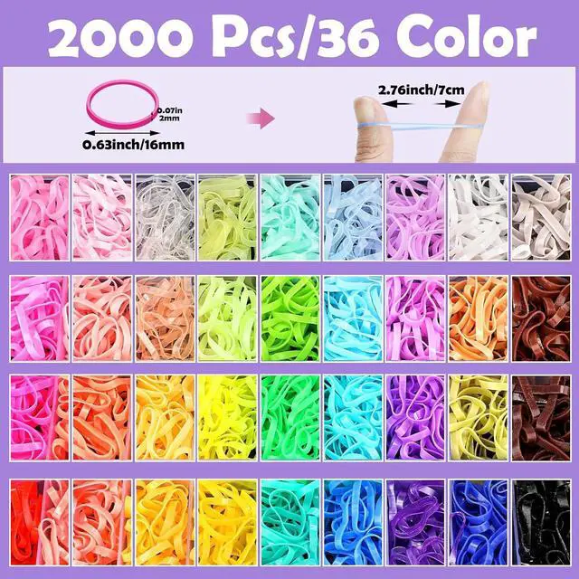 Alt view image 3 of 7 - 36 Colors Hair Rubber Bands for Hair, 2500 Pcs Elastic Hair Bands with 11 Hair Styling Tools, Colorful Elastic Hair Ties Toddler Hair Accessories for Girls Kids