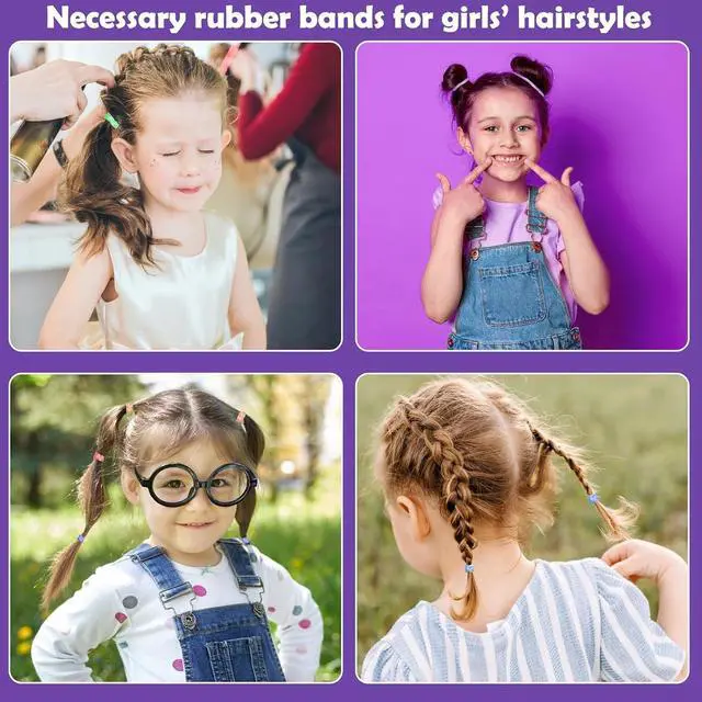 Alt view image 7 of 7 - 36 Colors Hair Rubber Bands for Hair, 2500 Pcs Elastic Hair Bands with 11 Hair Styling Tools, Colorful Elastic Hair Ties Toddler Hair Accessories for Girls Kids
