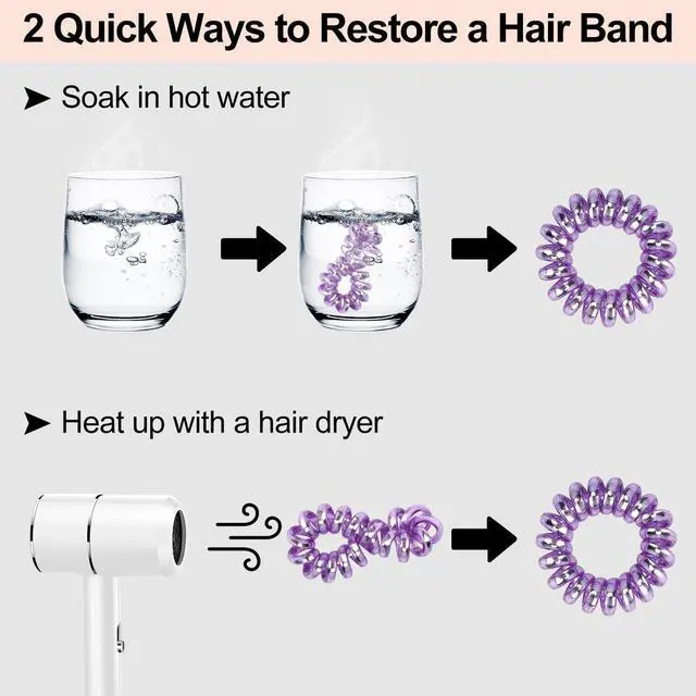 Alt view image 4 of 6 - JessLab Spiral Hair Ties, 20 Pcs Traceless Phone Cord Hair Ties No Crease Spiral Bracelet Plastic Coil Ponytail Holders No-Damage Headband Hair Accessory for Girls Women Ladies Gift (Lustrous)