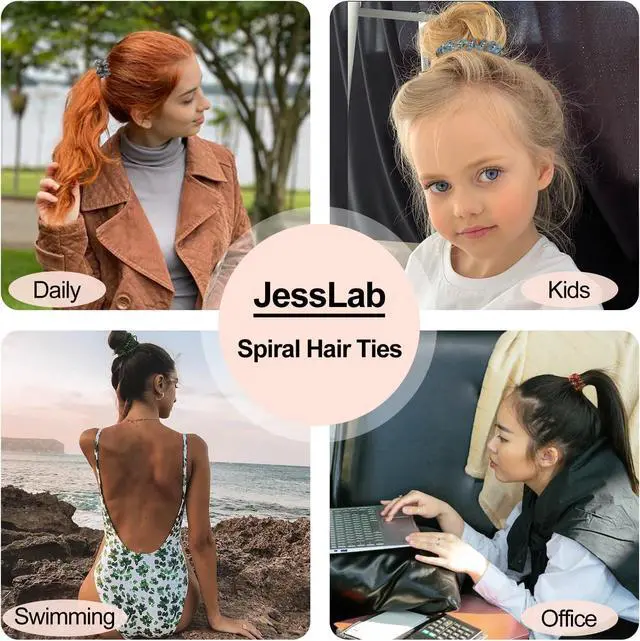 Alt view image 6 of 6 - JessLab Spiral Hair Ties, 20 Pcs Traceless Phone Cord Hair Ties No Crease Spiral Bracelet Plastic Coil Ponytail Holders No-Damage Headband Hair Accessory for Girls Women Ladies Gift (Lustrous)