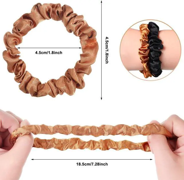 Alt view image 2 of 6 - WILLBOND 48 Pcs Small Satin Scrunchies Mini Silk Hair Tie for Women | Thin Mini Design for Fine Curly Hair, Soft Elastic Bands No Damage, Bulk Pack for Daily Ponytails Updos, Ideal Gift Set