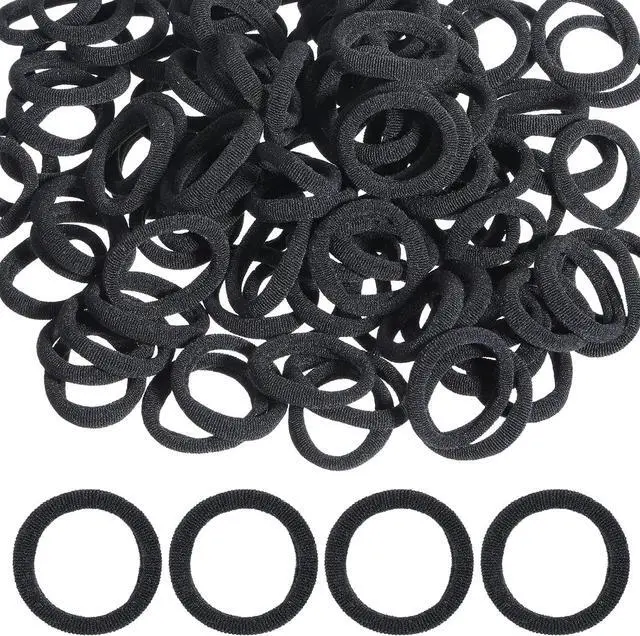 Main image of 100 PCS Small Black Hair Ties No Damage, Mini Elastic Seamless Hairties Hair Bands, Ponytail Holders Rubber Bands for Women