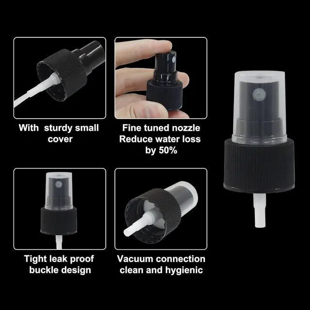 Alt view image 4 of 5 - Waziaqoc 6PCS Spray Bottle Top, 24mm Plastic Sprayer Pump, Black | Nozzle Sprayer Tops Replacement, Fine Mist Sprayer, For Essential Oil, For Cleaning Solutions