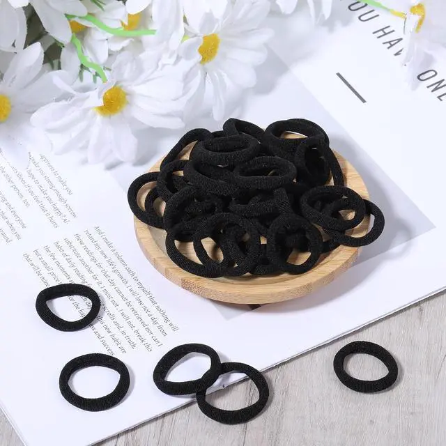 Alt view image 6 of 7 - 100 PCS Small Black Hair Ties No Damage, Mini Elastic Seamless Hairties Hair Bands, Ponytail Holders Rubber Bands for Women
