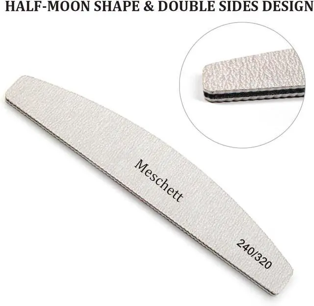 Alt view image 2 of 7 - 10 PCS Half Moon Nail Files,240/320 Professional Grit Nail File Reusable Double Sided Emery Boards Nail File Manicure Tools for Acrylic,Natural,Gel Nails