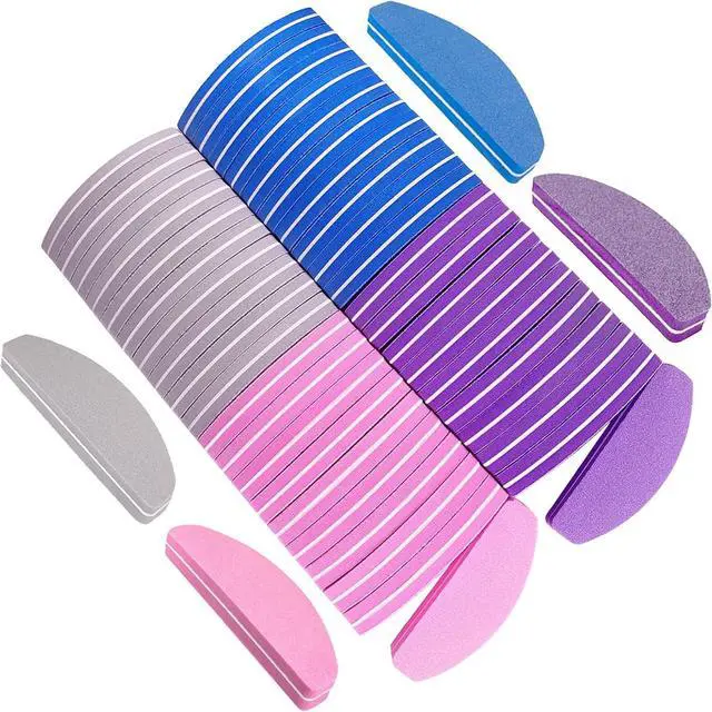 Main image of Nail Buffers (40 pcs), Buffer Block Nail Files Bulk for Acrylic Nails and Natural Nails Double Sided 100/180 Grit Portable Washable Sanding Buffing Buffers Arc Shape (40Pcs Multicolor)