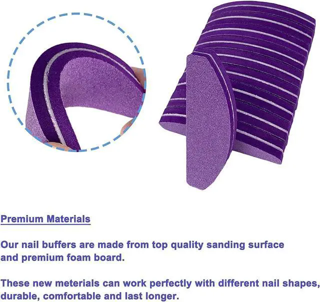 Alt view image 3 of 7 - Nail Buffers (40 pcs), Buffer Block Nail Files Bulk for Acrylic Nails and Natural Nails Double Sided 100/180 Grit Portable Washable Sanding Buffing Buffers Arc Shape (40Pcs Multicolor)