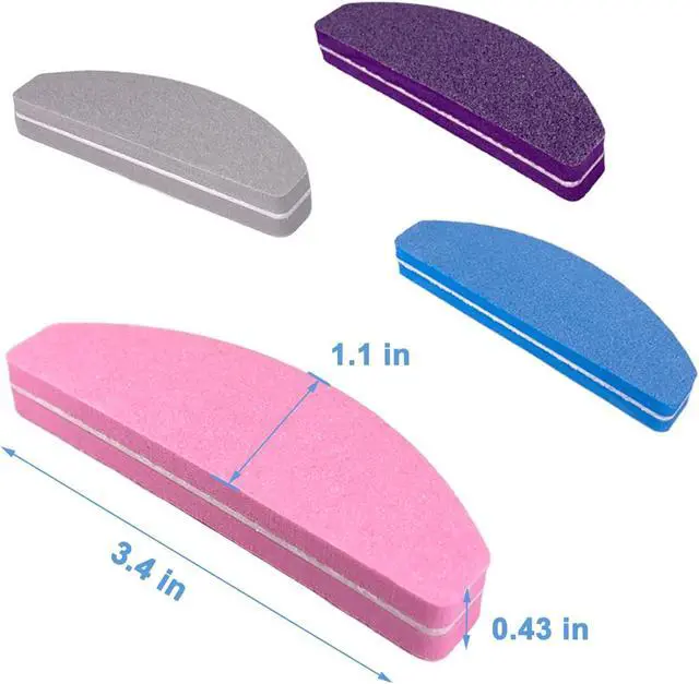 Alt view image 4 of 7 - Nail Buffers (40 pcs), Buffer Block Nail Files Bulk for Acrylic Nails and Natural Nails Double Sided 100/180 Grit Portable Washable Sanding Buffing Buffers Arc Shape (40Pcs Multicolor)