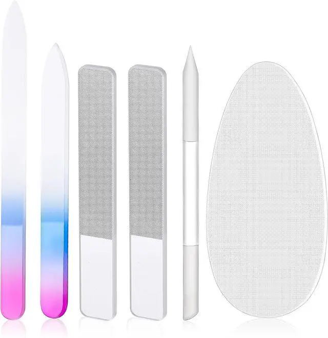 Main image of Zhehao 6 Pcs Glass Nail File and Nail Shiner Set Manicure, Blue Purple | Pedicure Glass File Buffer, cuticle Trimmer Nano Finger, nano Foot Scrubber Callus Remover, foot Care Pedicure Fingernails