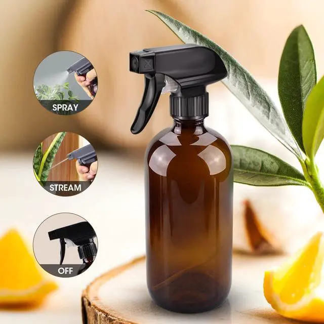 Alt view image 2 of 7 - Wedama Amber Glass Spray Bottles, 16 oz Glass Spray Bottles for Cleaning Solutions and Essential Oils, Refillable Empty Spray Bottle with Adjustable Nozzles for Alcohol, Plant and Hair Care (1 Pack)