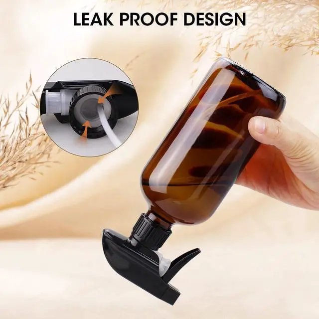 Alt view image 4 of 7 - Wedama Amber Glass Spray Bottles, 16 oz Glass Spray Bottles for Cleaning Solutions and Essential Oils, Refillable Empty Spray Bottle with Adjustable Nozzles for Alcohol, Plant and Hair Care (1 Pack)