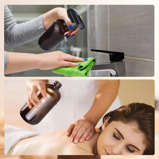 Alt view image 3 of 7 - Wedama Amber Glass Spray Bottles, 16 oz Glass Spray Bottles for Cleaning Solutions and Essential Oils, Refillable Empty Spray Bottle with Adjustable Nozzles for Alcohol, Plant and Hair Care (1 Pack)