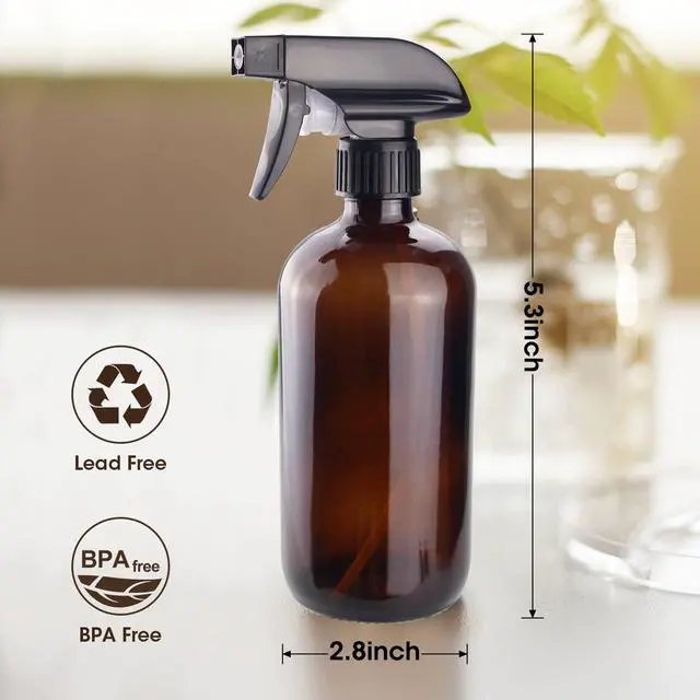 Alt view image 6 of 7 - Wedama Amber Glass Spray Bottles, 16 oz Glass Spray Bottles for Cleaning Solutions and Essential Oils, Refillable Empty Spray Bottle with Adjustable Nozzles for Alcohol, Plant and Hair Care (1 Pack)