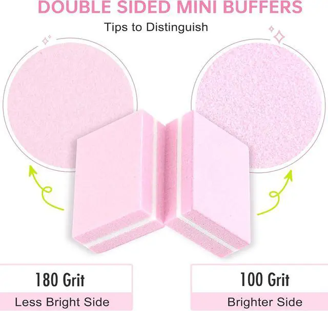 Alt view image 3 of 7 - Mini Nail Buffer Blocks, 100/180 Grit Sponge Buffing Sanding Block File Manicure Tools Bulk 50Pcs (Pink)