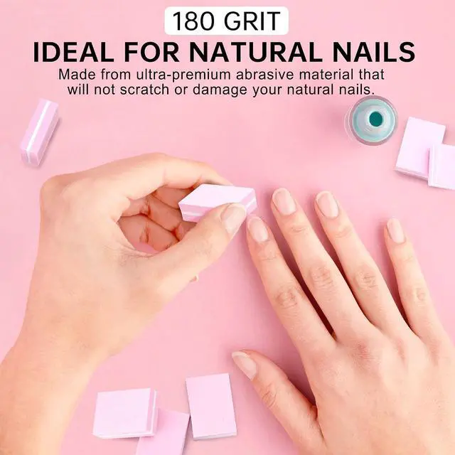 Alt view image 6 of 7 - Mini Nail Buffer Blocks, 100/180 Grit Sponge Buffing Sanding Block File Manicure Tools Bulk 50Pcs (Pink)