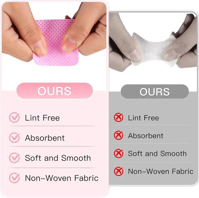 Alt view image 3 of 7 - 400pcs Nail Cotton Pads, 1 Pull-Off Pump-Style Bottle Suitable for Nail Care Wipes, Nail Cleaning Pads, Mascara Extension Glue Cleaning Wipes, and Nail Care Product Sets (Pink + White)
