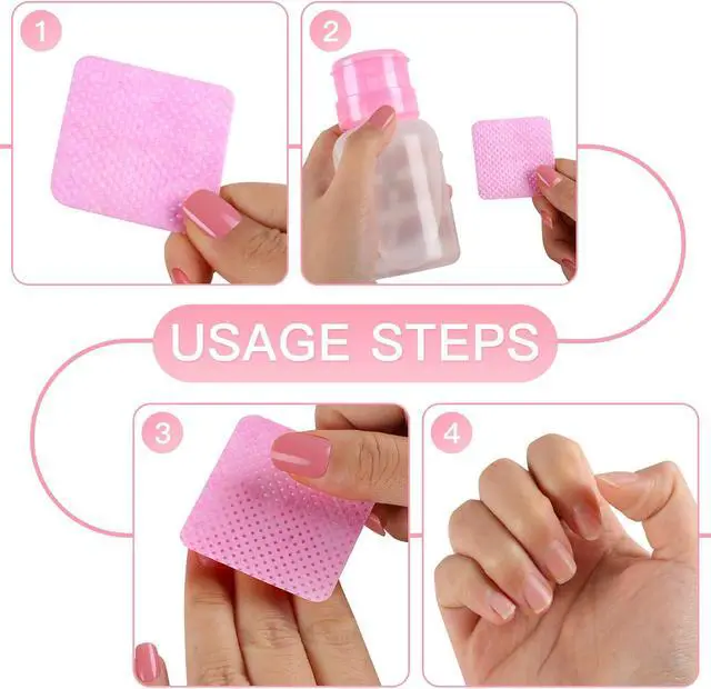Alt view image 5 of 7 - 400pcs Nail Cotton Pads, 1 Pull-Off Pump-Style Bottle Suitable for Nail Care Wipes, Nail Cleaning Pads, Mascara Extension Glue Cleaning Wipes, and Nail Care Product Sets (Pink + White)