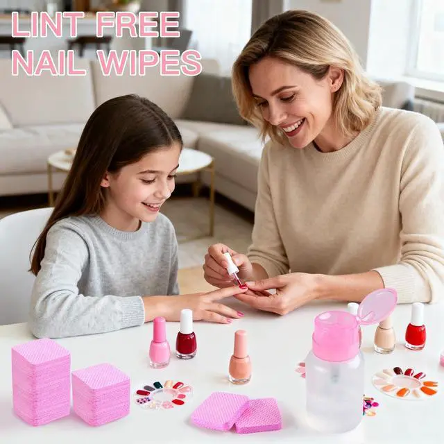 Alt view image 7 of 7 - 400pcs Nail Cotton Pads, 1 Pull-Off Pump-Style Bottle Suitable for Nail Care Wipes, Nail Cleaning Pads, Mascara Extension Glue Cleaning Wipes, and Nail Care Product Sets (Pink + White)