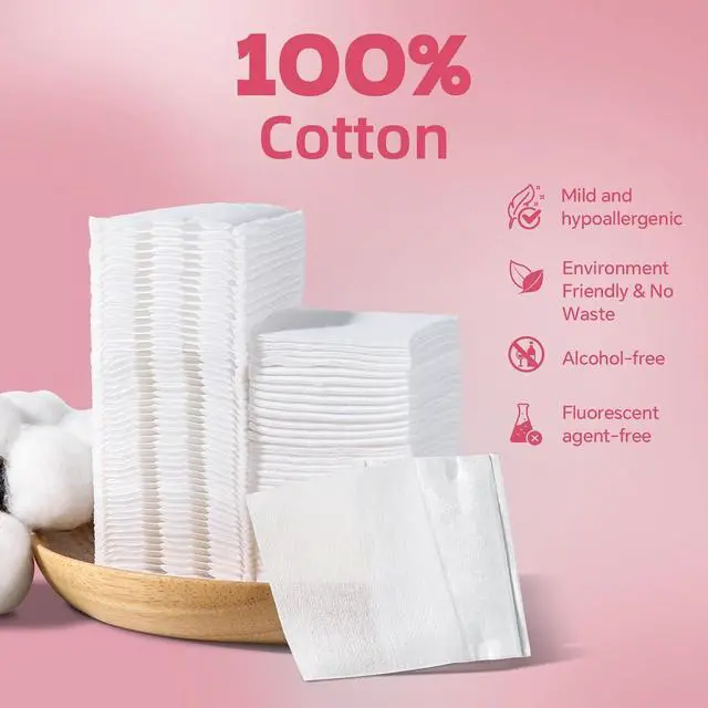 Alt view image 2 of 7 - ICOTLE Square Cotton Pads 475 Pcs Makeup Remover Pads Cotton Squares for Face 75 Thick and 400 Ultra-Thin for Daily Skin Care, Pair with Makeup Remover