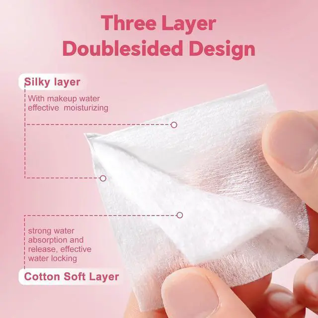 Alt view image 4 of 7 - ICOTLE Square Cotton Pads 475 Pcs Makeup Remover Pads Cotton Squares for Face 75 Thick and 400 Ultra-Thin for Daily Skin Care, Pair with Makeup Remover