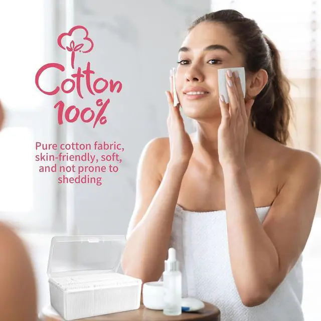 Alt view image 7 of 7 - ICOTLE Square Cotton Pads 475 Pcs Makeup Remover Pads Cotton Squares for Face 75 Thick and 400 Ultra-Thin for Daily Skin Care, Pair with Makeup Remover