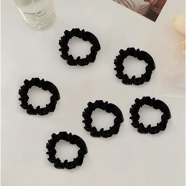 Alt view image 6 of 7 - 12Pcs Satin Hair Scrunchies For Women, Black Scrunchies Hair Ties | Soft Satin Fabric, Gentle Hold, Stretch Elastic Band, Suitable For Daily Wear, Parties, Sports, And Gifting