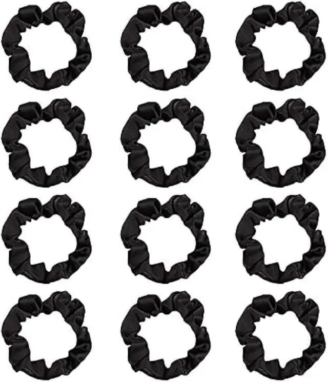 Main image of 12Pcs Satin Hair Scrunchies For Women, Black Scrunchies Hair Ties | Soft Satin Fabric, Gentle Hold, Stretch Elastic Band, Suitable For Daily Wear, Parties, Sports, And Gifting